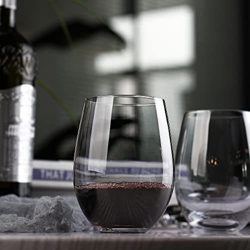 LUXU Wine Glasses Large Stemless Wine Glasses,20 oz,Set of 4 | Grey Juice Drinking Glasses,No Stem Glass Beverage Cups,All-Purpose Water Glasses for Ice Coffee,Tea,Red or White Wine - color: Gray