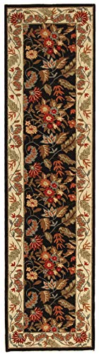 SAFAVIEH Chelsea Collection Runner Rug - 2'6" x 8', Black, Hand-Hooked French Country Wool, Ideal for High Traffic Areas in Living Room, Bedroom (HK141B) - color: Black, size: 2'6" x 8' (Runner)