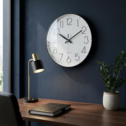 10 Inch Black Wall Clock Battery Operated Silent & Non-Ticking Wall Clock Classic Clock for Home, Office, Bedroom, School - color: Black, size: 10 Inch