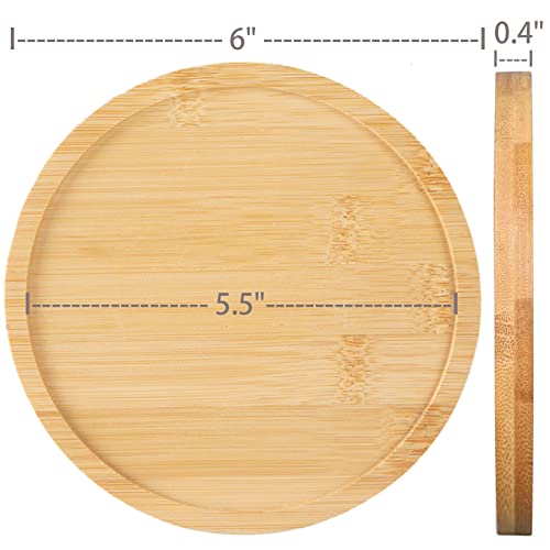 3 Pack Bamboo Saucer, 6 Inch Plant Saucer, 5" Cactus Plant Tray, Round Bamboo Tray for Modern Ceramic Flower Pot, Planter Pot, Cup Holder, Spoon Holder, Kitchen Utensil Rest - size: 6 Inch