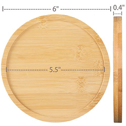 3 Pack Bamboo Saucer, 6 Inch Plant Saucer, 5" Cactus Plant Tray, Round Bamboo Tray for Modern Ceramic Flower Pot, Planter Pot, Cup Holder, Spoon Holder, Kitchen Utensil Rest - size: 6 Inch