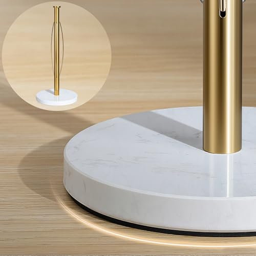 YIGII Marble Base Paper Towel Holder Countertop, Standing Paper Towel Holder with 15-Minute Magnetic Sand Timer, Papertowel Rack for Standard or Jumbo-Sized Roll Paper - style: Gold & White Marble