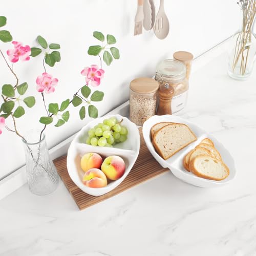 Ceramic 10.9 Inch Chips and Dip Set, Chips and Dip Divided Tray, Moisture Proof Cereal Bowl (for Salad, Pasta, Fruit, Sauce), Divided Moisture Proof Cereal Bowl Buffet Bowl Set - color: 10.9 Inch