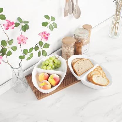 Ceramic 10.9 Inch Chips and Dip Set, Chips and Dip Divided Tray, Moisture Proof Cereal Bowl (for Salad, Pasta, Fruit, Sauce), Divided Moisture Proof Cereal Bowl Buffet Bowl Set - color: 10.9 Inch