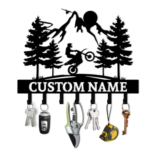 Personalized Motorcycle Key Holder Wall Mount, Custom Name Metal Key Holder, Coat Hooks, Jacket Hanger Organizer, Home Decor for Garage Entryway Office, Motorcycle Gifts Color10 - color: Color10