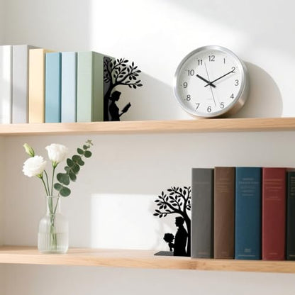 Metal Bookends Tree of Life Book Ends for Shelves | Couple Bookends Decorative Unique Desk Bookend Black Book Stopper for Home Reading Bookshelf Decor Book Lovers Gift - style: Tree of Life