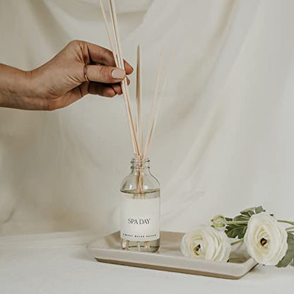 Sweet Water Decor Spa Reed Diffuser Set - Sea Salt, Wood, and Cream Scented Reed Diffuser for Home - Home Freshener Diffuser with Sticks - Long Lasting Fragrance, Made in the USA - style: Spa Day