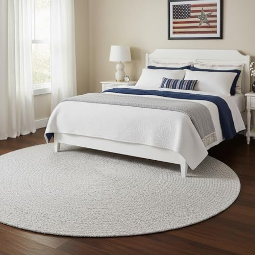 Super Area Rugs Farmhouse Braided Rug Cotton Kitchen Reversible Carpet, Gray & White, 6' Round - color: Gray & White, size: 6' (Round)