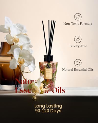 M&SENSE Reed Diffuser Set, Peony Blush Sude, 8.79 oz Natural Essential Oil | Non-Toxic Organic, Long-Lasting Fragrance, Ideal for Living Room, Bedroom, Gifts for Women - color: Peony Blush Sude