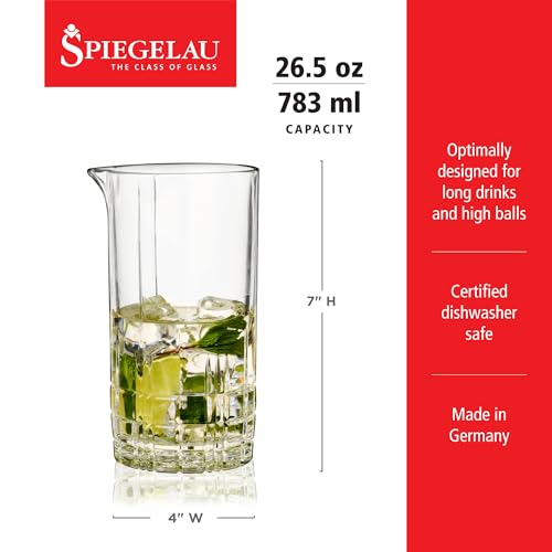 Spiegelau Perfect Mixing Glass - Large European Crystal Cocktail Glassware, Dishwasher Safe, 26.5 Oz - Set of 1 - style: Mixing