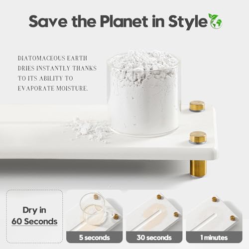 Water Absorbing Stone Sink Caddy Kitchen Sink Organizer Tray, Diatomite Bathroom Counter Tray, Gold Faucet Drying Mat Coaster Soap Dish Rack Riser Dispenser Sponge Holder, White 10" x 4" - color: 10"x 4" - White - Gold