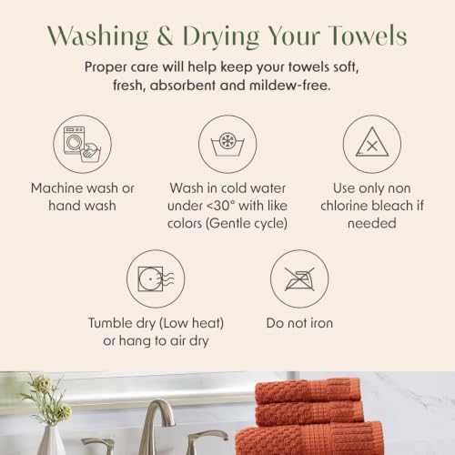 4 Pack 100% Cotton Bath Towels | Clay Towels | Oeko‑TEX Standard 100 | Soft & Absorbent, Quick‑Dry | Trinity Collection - Baked Clay - color: Baked Clay, size: Bath Towels (4 Pack)
