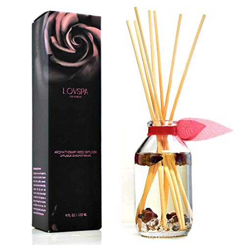 Reed Diffuser Set - Velvet Rose Scented Diffuser with Sticks | Home Fragrance Reed Diffuser for Bedroom, Bathroom Shelf Décor, with Real Florals in the Bottle - Made in the USA - color: Velvet Rose