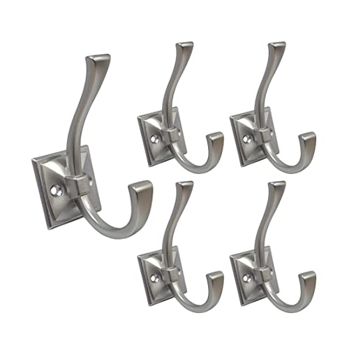 Coat and Hat Hook, Zinc Die Cast, Nickel, 5 Pack, Made in Taiwan - color: Nickel, size: 5 Pack