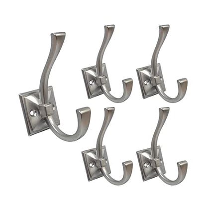 Coat and Hat Hook, Zinc Die Cast, Nickel, 5 Pack, Made in Taiwan - color: Nickel, size: 5 Pack