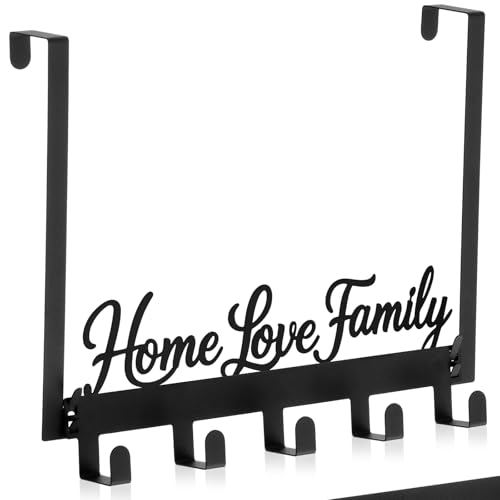 Reallnaive Home Love Family Over The Door Hooks Bathroom Decor Wall Mount Hanger Rack Holder for Towel, Hat, Coat, Cloth, Keychain, Bag, Christmas Party Gift - style: Home