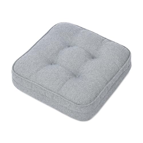 GOFORIT Memory Foam Seat Cushion，Kitchen Chair Cushions for Dining Chairs,Non-Slip Chair Pads with Removable Cover, 16'' x 16'', Grey - color: Grey