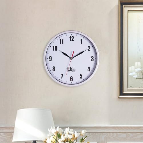 SAC SMARTEN ARTS Silent Wall Clocks Battery Operated Wall Clock for Kids White Non-Ticking Easy to Read Wall Clock for Bathroom Kitchen Living Room Bedroom in 8 Inches - color: 02 Silver