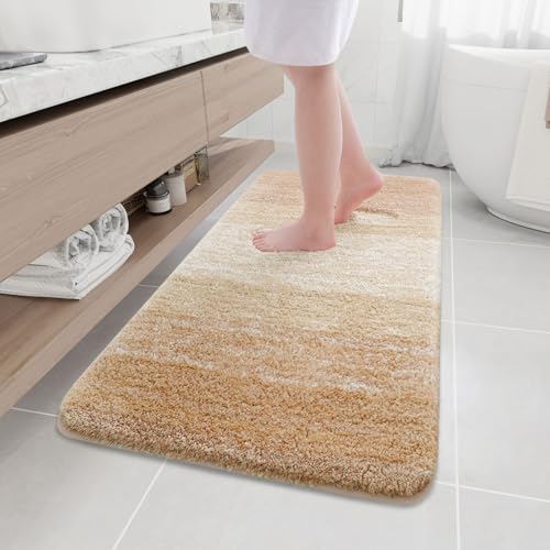 Arotive Microfiber Bathroom Rugs, Shaggy Soft Absorbent Bath Rug, 47x24 | Beige, Rubber Backing Thick Plush Machine Washable Dry Bath Mats for Bathroom, Tub and Shower, Rectangular - color: Beige, size: 47" X 24"
