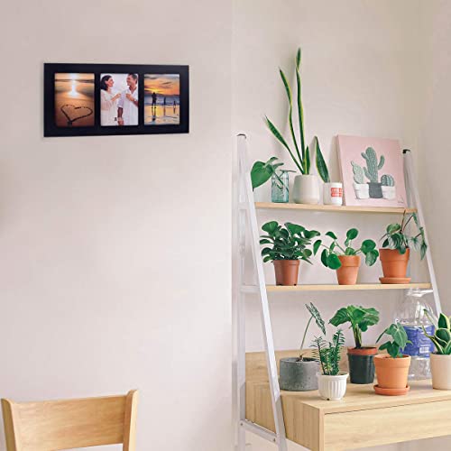 4x6 3-Opening Collage Picture Frame Black Wood | Shatter-resistant glass, tabletop & wall mount, fits 4x6 photos - size: 4x6 - 3 Opening