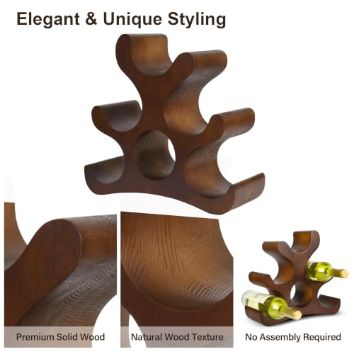 Countertop Wine Rack - 6 Bottle Wooden Wine Rack - Freestanding Wine Bottle Holder Stand - Wine Storage Rack for Cabinet Pantry Bar Kitchen - color: Walnut Brown