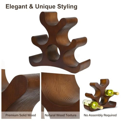 Countertop Wine Rack - 6 Bottle Wooden Wine Rack - Freestanding Wine Bottle Holder Stand - Wine Storage Rack for Cabinet Pantry Bar Kitchen - color: Walnut Brown