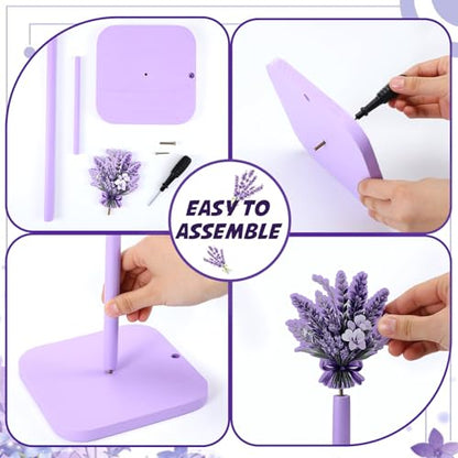 Leinuosen Lavender Paper Towel Holder Farmhouse Lavender Flower Wooden Paper Towel Holder Purple Cute Bathroom Countertop Accessories Kitchen Roll Stand Organizer Apartment Decor Housewarming Gift - style: Purple Lavender