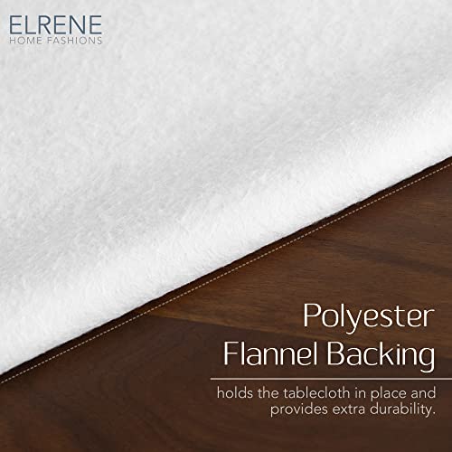 Elrene Home Fashions Camile Floral Damask-Scroll Water- and Stain-Resistant Vinyl Tablecloth with Flannel Backing, 70 Inches X 70 Inches, Round, Blue - color: Blue, size: 70" (Round)