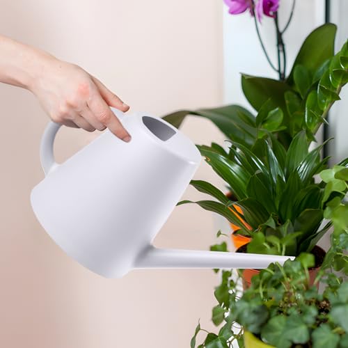 ZXJ Plant Watering Cans for Indoor and Outdoor Home Garden Plants - with Long Spout - White - 1/2 Gallon - color: White