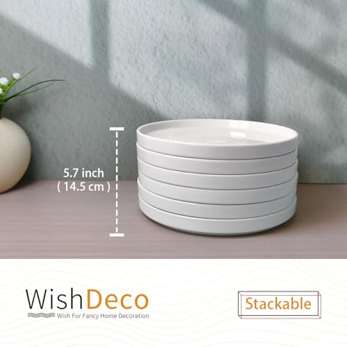 Ceramic Appetizer Plates Set of 6, Small Dessert Plates 7 inch, White Round Salad Plate, Porcelain Dinner Dishes for Cake, Waffle, Pasta, Microwave & Dishwasher Safe - color: White 7 inch
