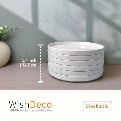 Ceramic Appetizer Plates Set of 6, Small Dessert Plates 7 inch, White Round Salad Plate, Porcelain Dinner Dishes for Cake, Waffle, Pasta, Microwave & Dishwasher Safe - color: White 7 inch