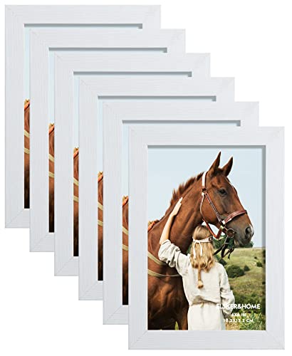 ELSKER&HOME 4x6 Picture Frame White Set of 6 Glass | Multi Photo Frames Collage with HD Real Glass for Table Top or Wall Mount Display - color: White 6P, size: 4x6
