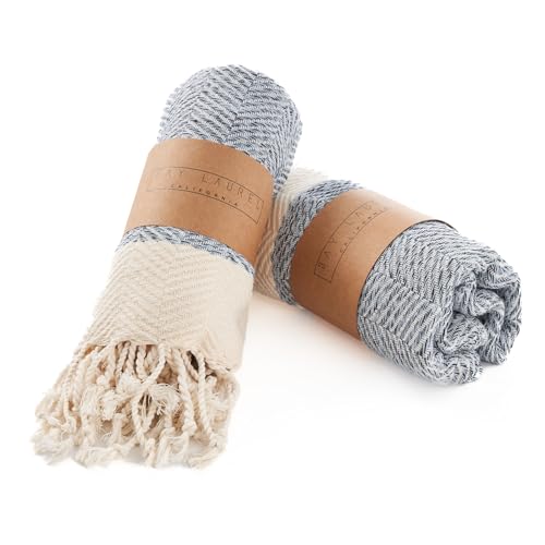 BAY LAUREL Turkish Hand Towel – Pack of 2 | Soft & Absorbent Decorative Towels for Bathroom, Hand, Face, Hair, Gym, Yoga, SPA, Kitchen & Tea | Boho Decor(Light Blue, Herringbone 15x26 Inches(Set of 2) - color: Light Blue, size: Herringbone 15x26 Inches (S