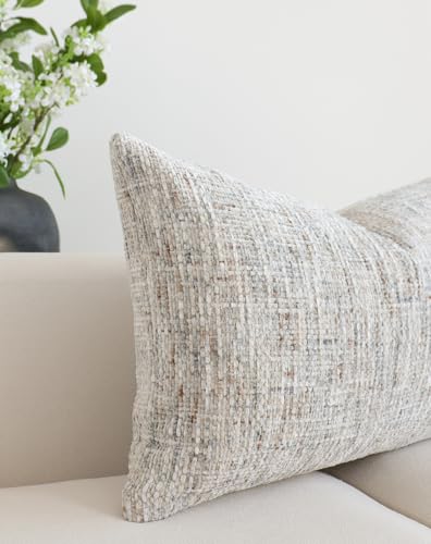 Textured Chenille Decorative Throw Pillow Cover for Bed 14x36 Soft Neutral Woven Lumbar Accent Boho Farmhouse Long Rectangle Cushion Case for Modern Home Decor Couch Sofa Bedroom Living Room - size: 36" x 14" (Pack of 1)