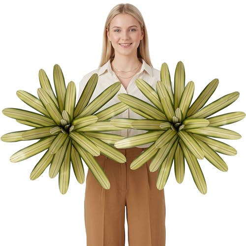 Agave Plant Artificial 23.6" Faux Agave Plant Indoor Outdoor Fake Agave 33 Leaves with Striped Texture Realistic Greenery for Porch Patio Home Decor 2 Pack Without Pot(Yellow Green) - color: Yellow Green 24"-2
