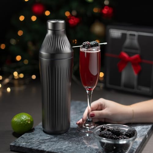 Diamond Edition Hybrid Cocktail Shaker Set, Gunmetal Black, 28 oz | Hybrid Cocktail Shaker with Vacuum Insulated Stainless Steel, Innovative Measuring System, Black, 28 oz - color: Gunmetal Black