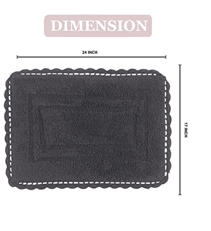 Home Weavers Casual Elegance Reversible Bathmat 100% Cotton Bathroom Rugs Set, Washable Rug, Extra Soft and Absorbent Bath Rug, Kitchen Mat, Bath Mat Set, Non Slip Mat, 17"x24" Rectangle, Gray - color: Grey, size: 1'5" x 2' (Rectangular)