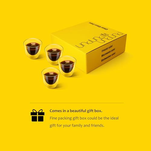 PunPun Espresso Cups, 2.0OZ. 60ml, Double Wall Clear Thermo Glass, Set of 4 - color: 60ml / set of 4
