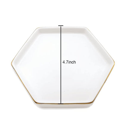 HANKOR 4.7 inch Ceramic Jewelry Dish Tray, Small Ring Holder Dish, White Catch All Trinket Tray for Keys Rings Earrings - color: White