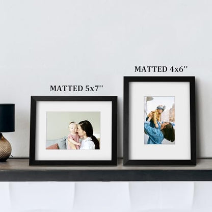Egofine 8x10 Picture Frames 4PCS, Made of Solid Wood Display 4x6 and 5x7 with Mat Covered by Plexiglass, for Table Top Display and Wall Mounting Photo frame, Black with Texture - color: Black with Texture, size: 8x10