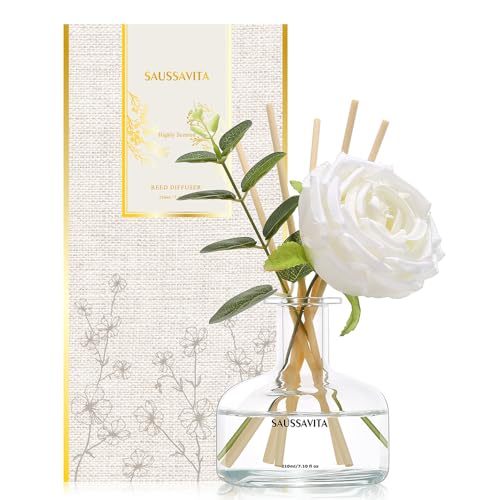 Reed Diffusers Set, 7.10 oz Flower Scented Diffuser with 7 Sticks, Long Lasting Home Fragrance for 120 Days, Perfect for Bathroom, Shelf Decor, Air Fresheners - color: White Flower
