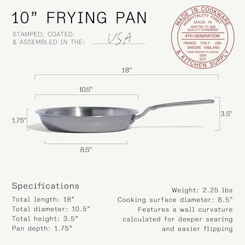 Made In Cookware - 10-Inch Stainless Steel Frying Pan - 5 Ply Stainless Clad - Professional Cookware - Crafted in USA - Induction Compatible - size: 10"