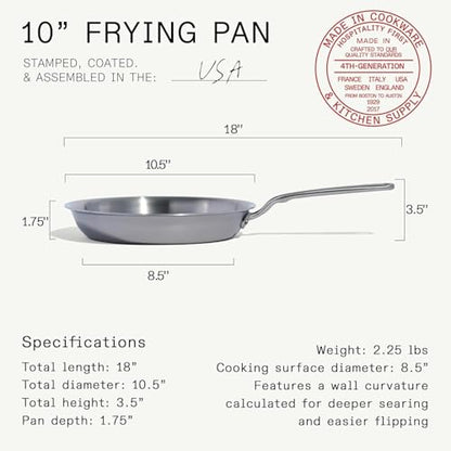 Made In Cookware - 10-Inch Stainless Steel Frying Pan - 5 Ply Stainless Clad - Professional Cookware - Crafted in USA - Induction Compatible - size: 10"