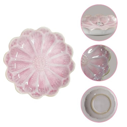 Lotus Ceramic Jewelry Tray, Small Trinket Jewelry Ring Holder Organizing Dish, for Parents Daughter Friends Sister, Birthday Gifts for Women, Retro Blue & Pink - color: Retro Blue & Pink