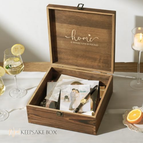 AW BRIDAL House Warming Gifts New Home Wine Glasses with Wood Keepsake Box | 2026 Closing Gift for Home Buyers and Homeowner, New Apartment Gift Basket for Couple, First House Present for Newlyweds - style: Housewarming