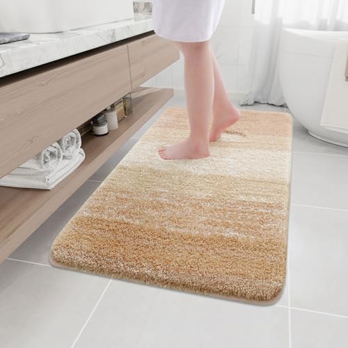 Arotive Microfiber Bathroom Rugs, Shaggy Soft Absorbent Bath Rug, 50x30 | Beige, Rubber Backing Thick Plush Machine Washable Dry Bath Mats for Bathroom, Tub and Shower, Rectangular - color: Beige, size: 50" X 30"