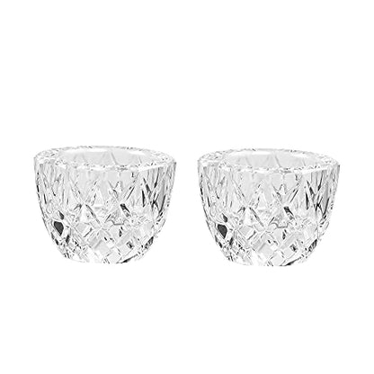 Kitcom Crystal Tealight Candle Holders Pack of 2 for Wedding Party Dinner Table Home Decor Hand-Cut W2.4'' X H1.7'', Clear - size: W2.4''×H1.7''