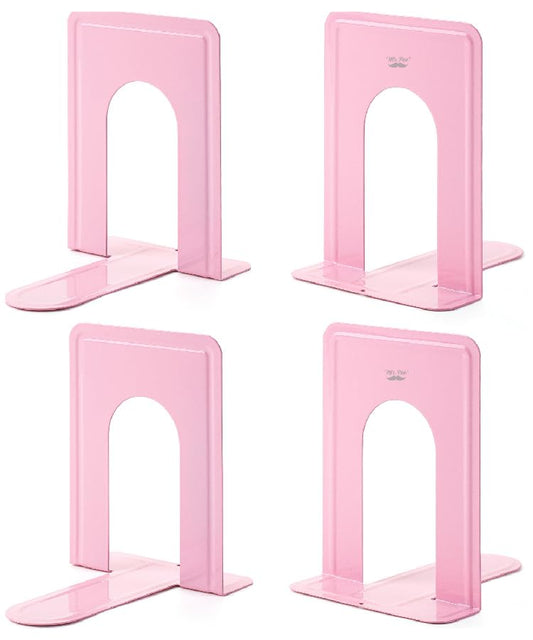 Mr. Pen- Book Ends, 4 Pack, Light Pink | Heavy Duty Metal Bookends for Shelves, Book Holders for Shelves, Metal Bookends - color: Light Pink, size: 4 Pack