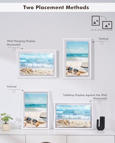 DLQuarts 13x19 Floating Picture Frame for 11x17/11x14 Photos, 2-Pack Solid Wood Double Plexiglass Wall Art Frames, Any Size Photo up to 13x19 Display, White - color: Chalk White, size: 13x19