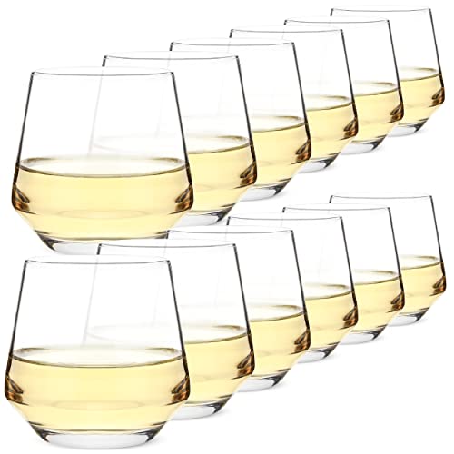 BTaT- Stemless Wine Glass, 12 oz, Set of 12, Wine Glasses No Stem